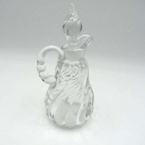 Vintage Fostoria Cruet Colonial Swirl Clear Glass Original Flame Stopper - Picture 3 of 8